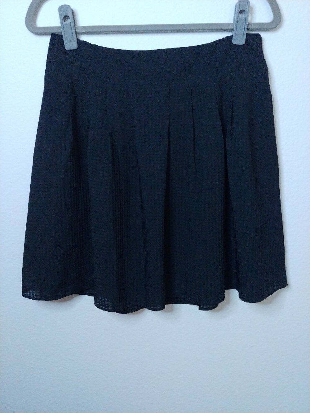 A New Day Black Pleated Gingham Skater Skirt